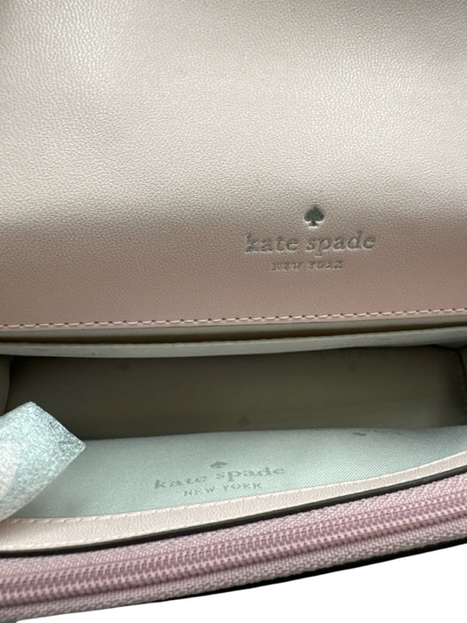 Kate Spade Metallic Pink Leather Flap Logo silver hardware Crossbody Strap Bag Metallic Pink / Small
