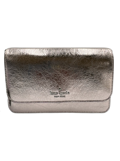 Kate Spade Metallic Pink Leather Flap Logo silver hardware Crossbody Strap Bag Metallic Pink / Small