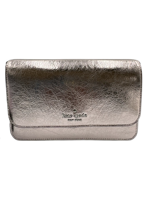 Kate Spade Metallic Pink Leather Flap Logo silver hardware Crossbody Strap Bag Metallic Pink / Small