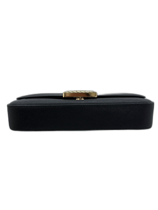 Kate Spade Black Saffiano PVC Flap Logo Gold Hardware Crossbody Bag Black / Small