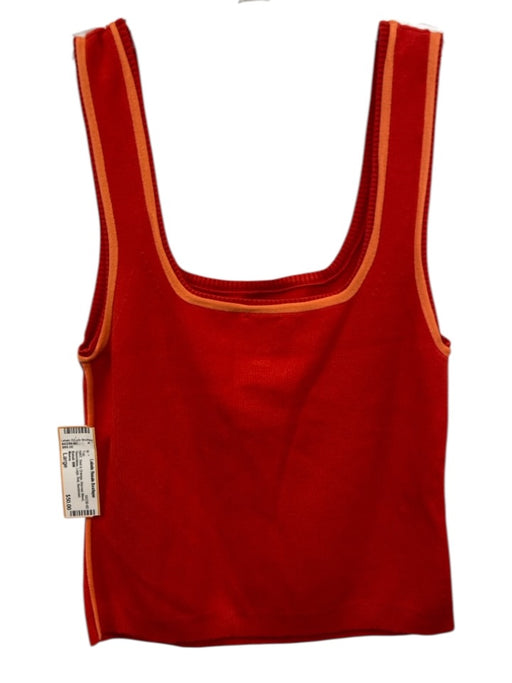 Maeve Size Large Red & Orange Viscose Blend Sleeveless Logo Knit Top Red & Orange / Large