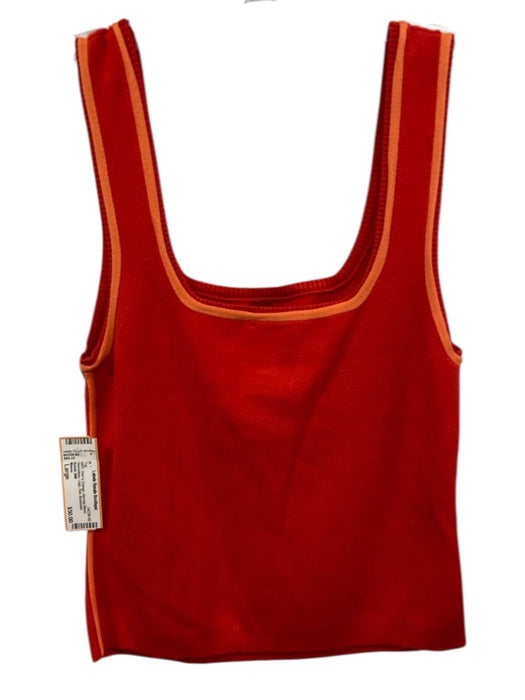 Maeve Size Large Red & Orange Viscose Blend Sleeveless Logo Knit Top Red & Orange / Large