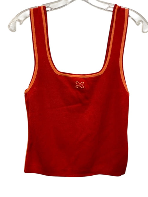 Maeve Size Large Red & Orange Viscose Blend Sleeveless Logo Knit Top Red & Orange / Large