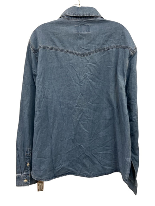 Not Yet Home Size XL Light Wash Cotton Long Sleeve Button Front Collar Top Light Wash / XL