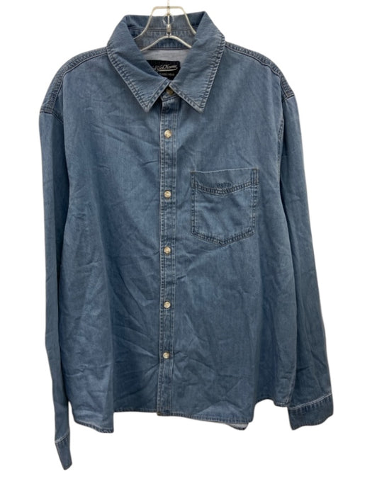Not Yet Home Size XL Light Wash Cotton Long Sleeve Button Front Collar Top Light Wash / XL