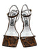 Moschino Shoe Size 40 Orange & Black Leather Square Toe Snake Stiletto Sandals Orange & Black / 40