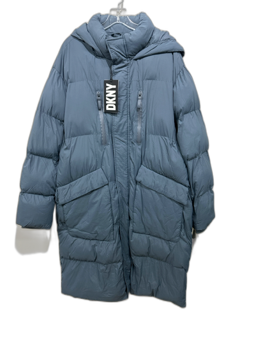 DKNY Size XL Slate Blue Nylon Polyester Fill Zip & Snap Close Snap Pockets Coat Slate Blue / XL