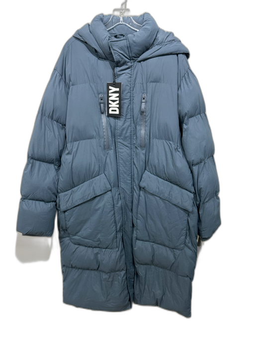 DKNY Size XL Slate Blue Nylon Polyester Fill Zip & Snap Close Snap Pockets Coat Slate Blue / XL