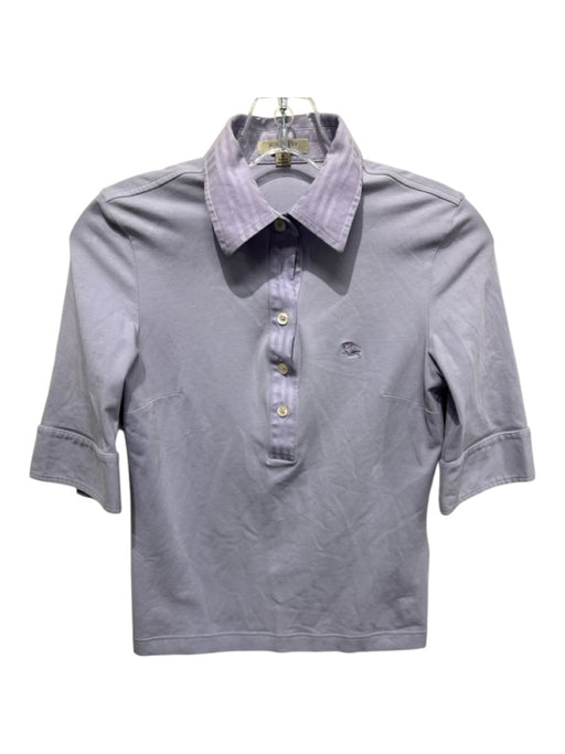 Burberry London Size S Light Purple Supima Cotton Short Sleeve 1/4 Button Top Light Purple / S