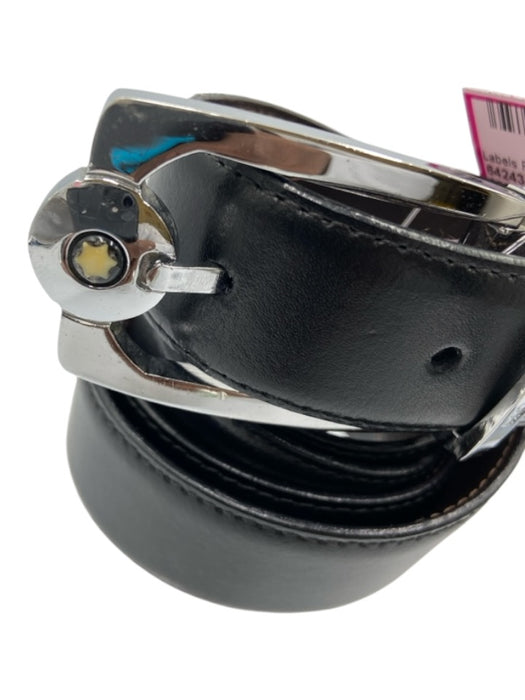 Montblanc Black Leather Silver Hardware Men's Belt Black / M/L