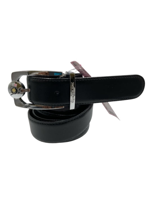 Montblanc Black Leather Silver Hardware Men's Belt Black / M/L