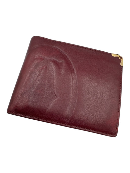 Cartier Box Incl Red Leather Gold Hardware Card Slots Logo Men's Wallet Red