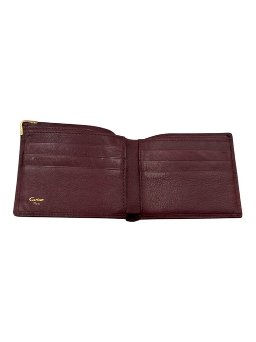 Cartier Box Incl Red Leather Gold Hardware Card Slots Logo Men's Wallet Red