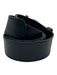 Salvatore Ferragamo Black & Silver Leather Solid Men's Belt Black & Silver
