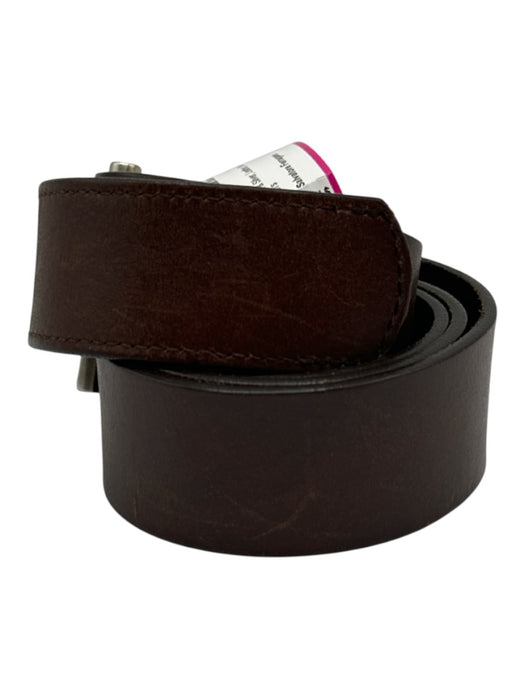 Salvatore Ferragamo Brown & Silver Leather Solid Men's Belt Brown & Silver