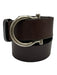 Salvatore Ferragamo Brown & Silver Leather Solid Men's Belt Brown & Silver