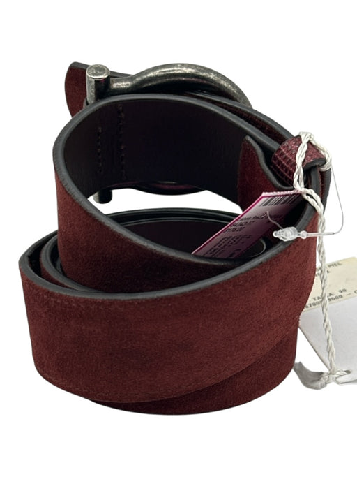 Salvatore Ferragamo NWT Brown & Silver Leather Solid Men's Belt Brown & Silver