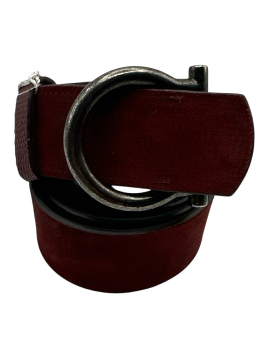 Salvatore Ferragamo NWT Brown & Silver Leather Solid Men's Belt Brown & Silver