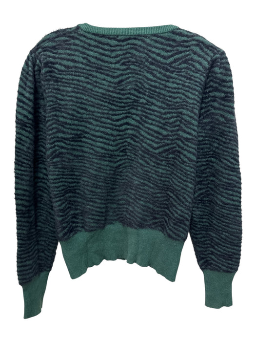 ASTR Size Large Green & Black Polyester Long Sleeve Animal Stripe V Neck Sweater Green & Black / Large