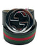 Gucci AS IS Black, Green & Red Leather Men's Belt Black, Green & Red