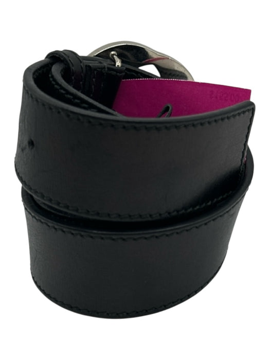 Gucci AS IS Black & Silver Leather Solid Men's Belt Black & Silver