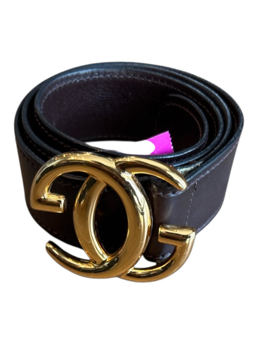Gucci Brown & Gold Leather Men's Belt Brown & Gold
