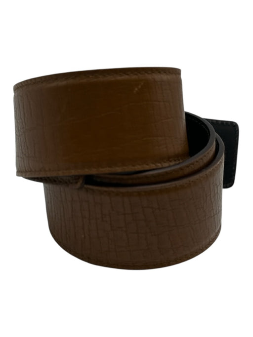 Gucci Brown & Black Leather aged/distressed Guccissima Logo Wide Belts Brown & Black / XS