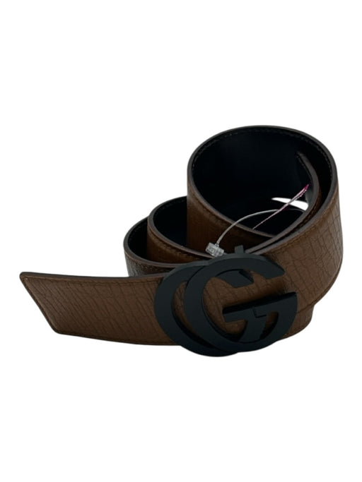 Gucci Brown & Black Leather aged/distressed Guccissima Logo Wide Belts Brown & Black / XS