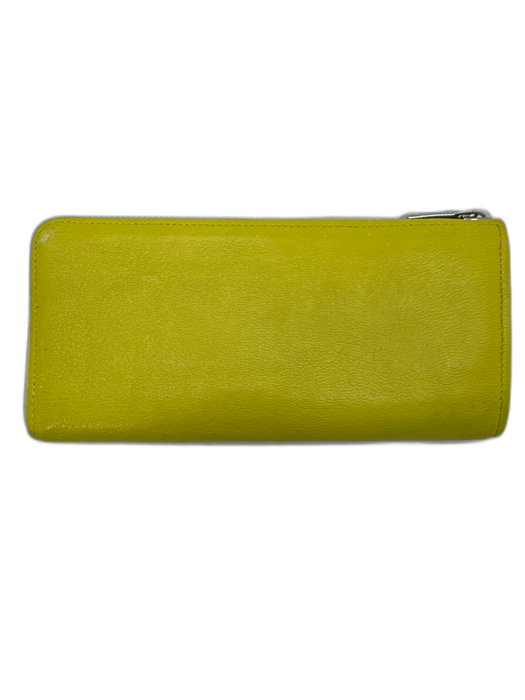 Longchamp Bright Yellow Leather Zip Close Continental Card holder Wallets Bright Yellow
