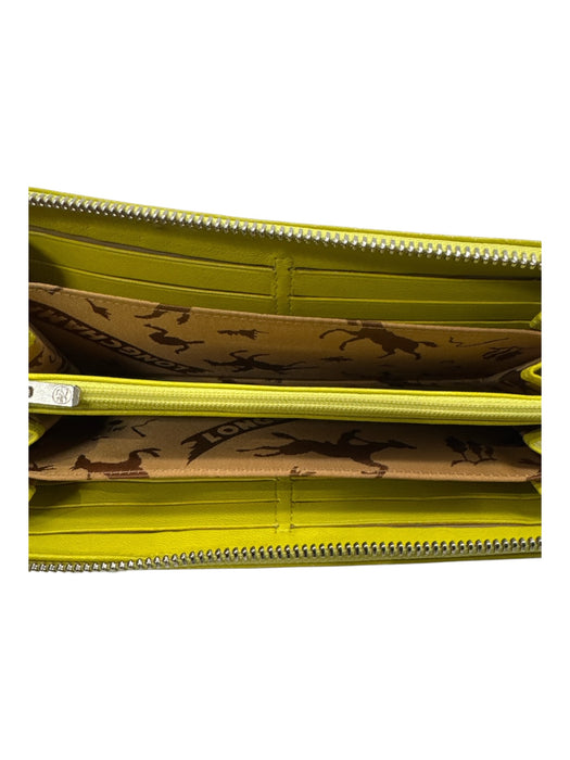 Longchamp Bright Yellow Leather Zip Close Continental Card holder Wallets Bright Yellow