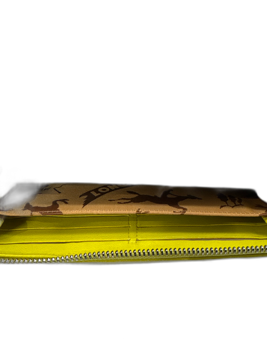 Longchamp Bright Yellow Leather Zip Close Continental Card holder Wallets Bright Yellow