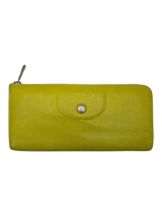 Longchamp Bright Yellow Leather Zip Close Continental Card holder Wallets Bright Yellow