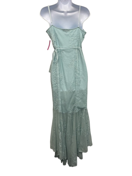 Michael Costello x Revolve Size L Seafoam Blue Nylon & Cotton Lace Wrap Dress Seafoam Blue / L