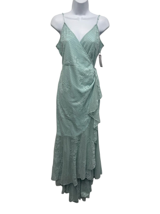 Michael Costello x Revolve Size L Seafoam Blue Nylon & Cotton Lace Wrap Dress Seafoam Blue / L