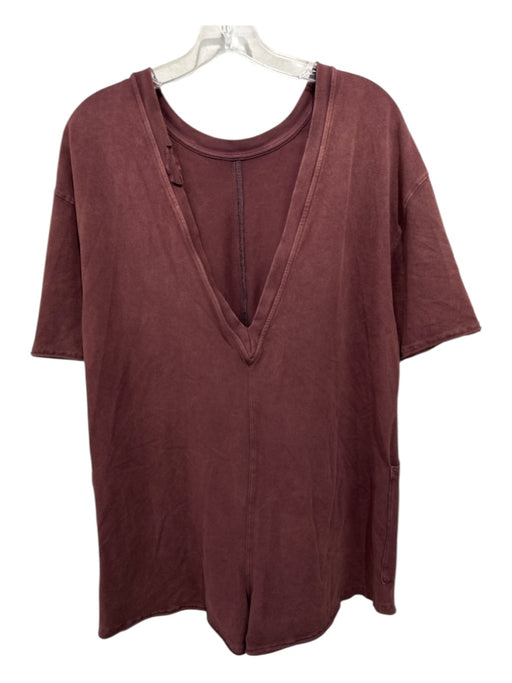 FP Movement Size XS Maroon Cotton & Elastane Short Sleeve Crew Neck Romper Maroon / XS