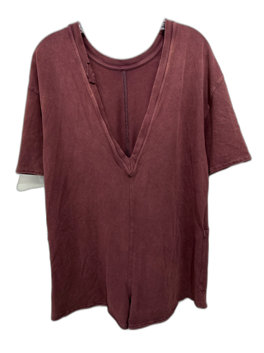 FP Movement Size XS Maroon Cotton & Elastane Short Sleeve Crew Neck Romper Maroon / XS