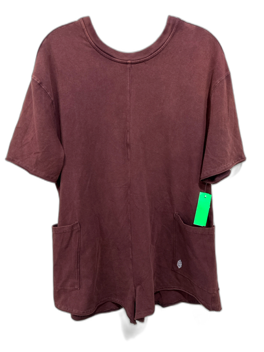 FP Movement Size XS Maroon Cotton & Elastane Short Sleeve Crew Neck Romper Maroon / XS