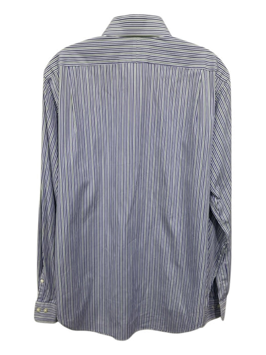 Polo Size 15.5 Purple & Multi Print Cotton Striped Button Down Long Sleeve Shirt Purple & Multi Print / 15.5