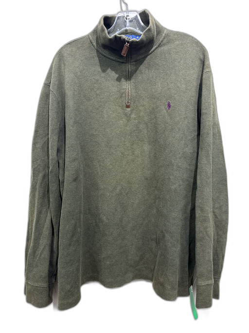 Polo Size XL Olive Green Cotton Soldier Quarter Zip Men's Long Sleeve Shirt Olive Green / XL
