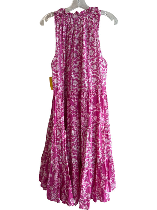 Ro's Garden Size L Pink Cotton V Neck Sleeveless Ruffle Detail Dress Pink / L