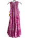 Ro's Garden Size L Pink Cotton V Neck Sleeveless Ruffle Detail Dress Pink / L