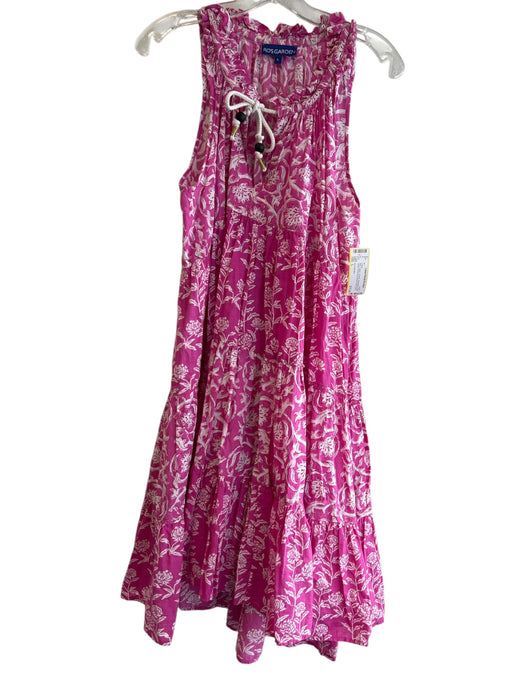 Ro's Garden Size L Pink Cotton V Neck Sleeveless Ruffle Detail Dress Pink / L