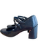 Louis Vuitton Shoe Size 39.5 Blue Leather Almond Toe Two Straps Block Heel Heels Blue / 39.5