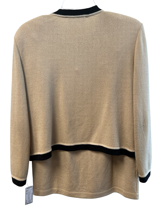 St John Size 6/8 Beige & Black No Fabric Tag Knit Gold Hardware Skirt Set Beige & Black / 6/8