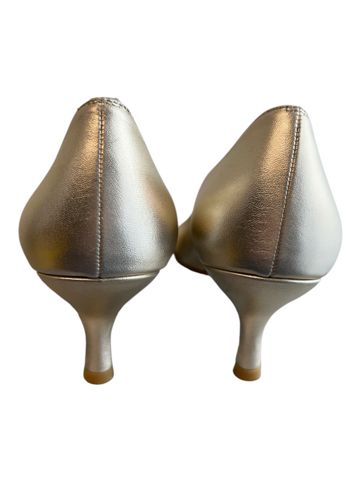 Stuart Weitzman Shoe Size 9.5 Champagne Leather Pointed Toe Lace design Heels Champagne / 9.5