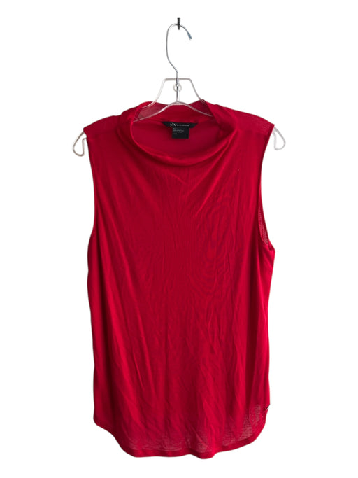 Armani Exchange Size L Red Lyocell Knit High Neck Sleeveless Long Line Top Red / L