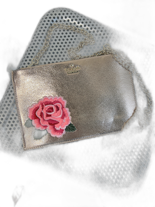 Kate Spade Bronze Polyurethane embroidered floral Detachable Chain Metallic Bag Bronze / Small