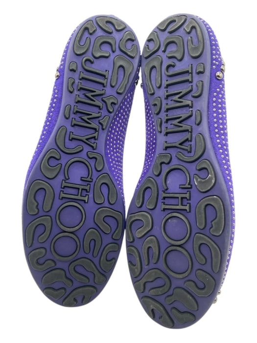 Jimmy Choo Shoe Size 36 Purple & Gunmetal Suede Studded Round Toe Slipper Flats Purple & Gunmetal / 36