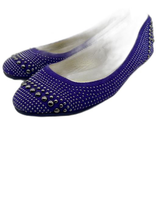 Jimmy Choo Shoe Size 36 Purple & Gunmetal Suede Studded Round Toe Slipper Flats Purple & Gunmetal / 36