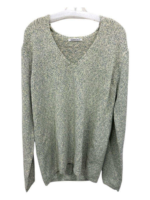 Georgia Alice Size 8 Light Green Cotton & Polyester Heathered Knit V Neck Top Light Green / 8